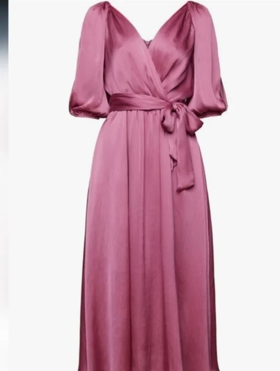 NWT Esprit Elegant Old Money Vibes Cold Shoulder Maxi Belted Dress S12 - Picture 4 of 13